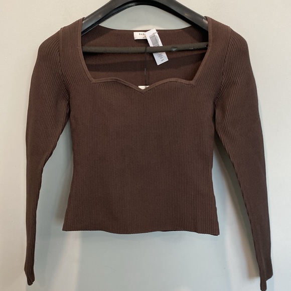 Babaton Long sleeve Top Ribbed Brown Size medium - Picture 8 of 11